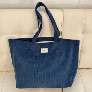 Sézane limited edition super soft velvet corduroy tote bag, denim blue, NWOT